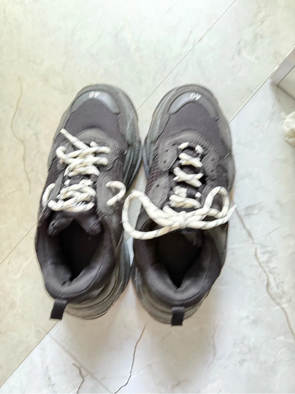 Balenciaga Gray Chunky Men's Sneakers with White Laces